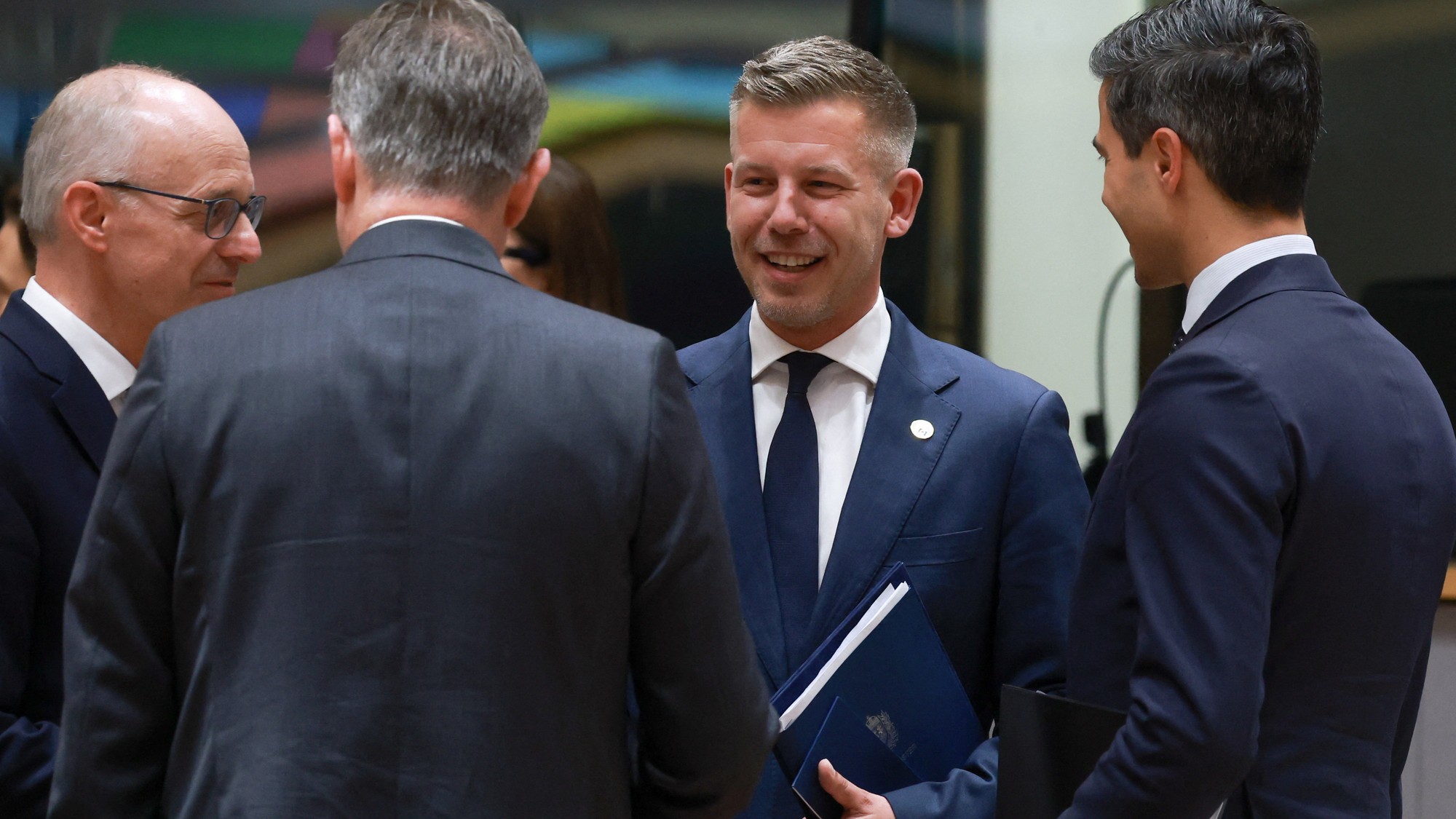 Peter Magyar s lídrami EÚ v Bruseli