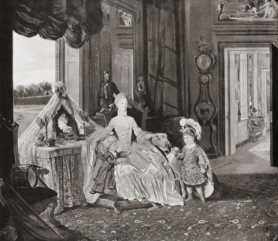 Charlotta z synami — księciem Walii i Fryderykiem, księciem Yorku