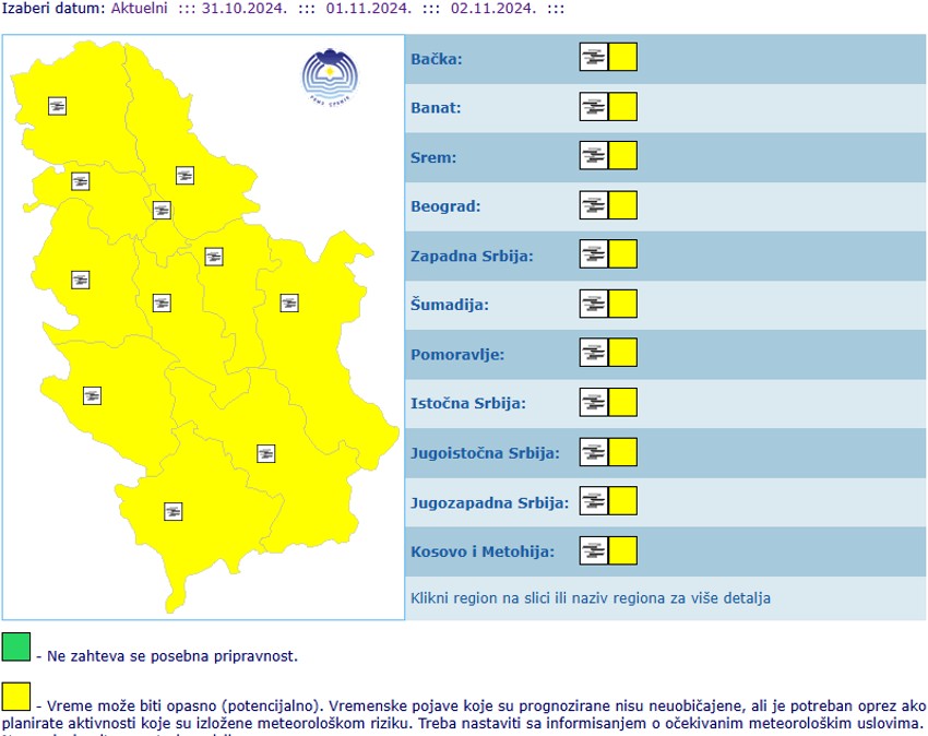 Meteoalarm za petak i subotu je isti -  magla u celoj Srbiji