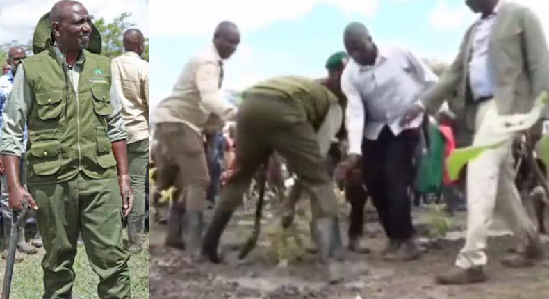 ‘Leave me alone’ - President Ruto screams at his men for trying to save him from falling