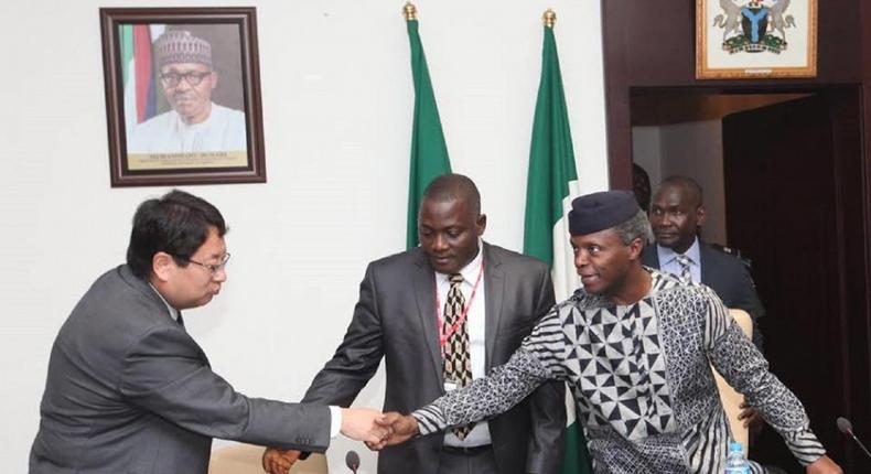 Vice President Yemi Osinbajo meets with China's Liu Baoju in Abuja