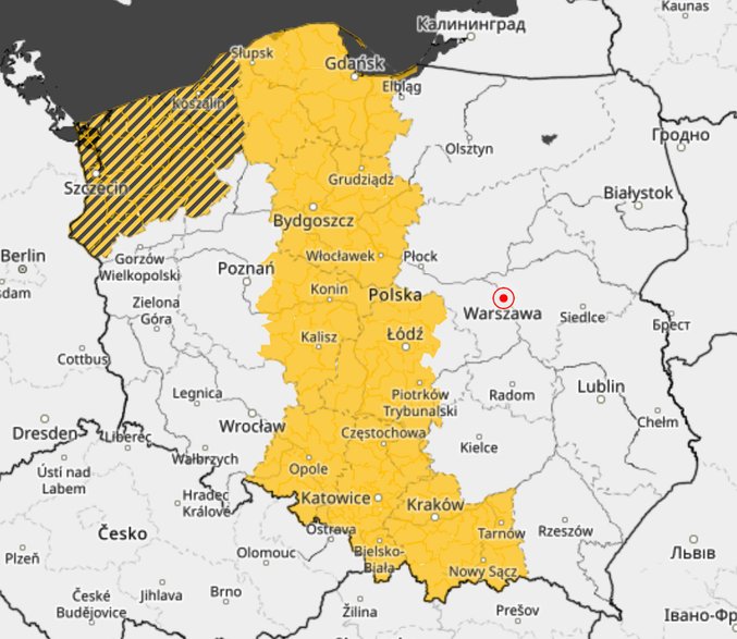 Prognoza pogody - ostrzeżenie IMGW 1705