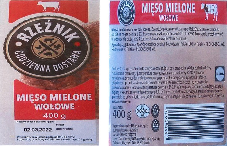 GIS wycofuje mięso mielone w Lidla