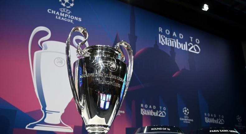 The Champions League trophy -- UEFA has confirmed that all matches in European competitions will be played behind closed doors until further notice