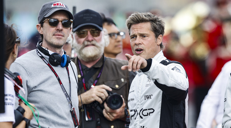 Brad Pitt a hétvégén a Magyar Nagydíjon is forgatta volt az Apexet, de nem teheti, tiltja a sztrájk /Fotó: Northfoto