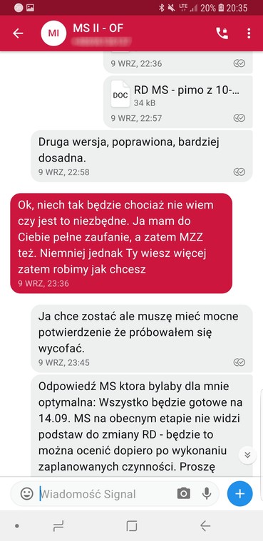 Screen rozmowy Arkadiusza Cichockiego z Łukaszem Piebiakiem