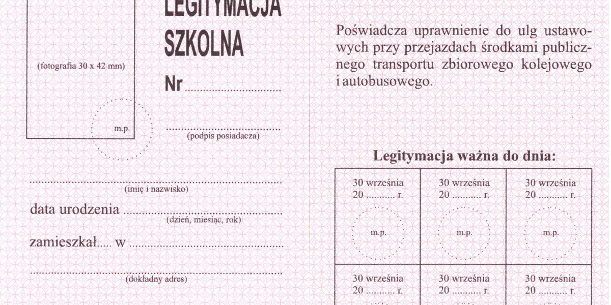 legitymacja szkolna wzor druk