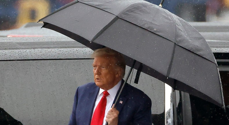 Former President Donald Trump at the airport following his arraignment in Washington, D.C. court on August 3, 2023.Tasos Katopodis/Getty Images