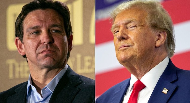 Ron DeSantis (left) and Donald Trump (right).Jim Vondruska via Getty Images