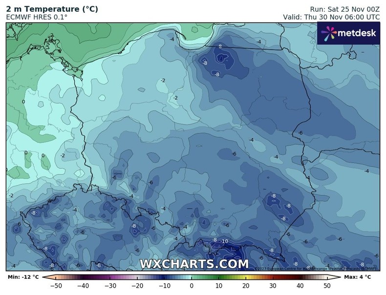 Nocami przy rozpogodzeniach temperatura może spadać do -10 st. C