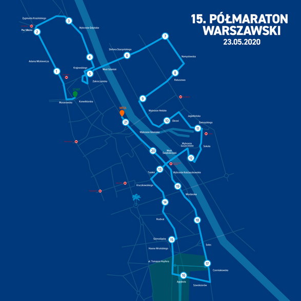 15. Półmaraton Warszawski – poznaj trasę