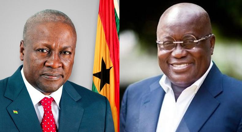 Ghana's ex-president John Mahama and current president Nana Akufo-Addo
