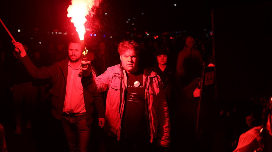 Franek Broda podczas niedzielnej demonstracji