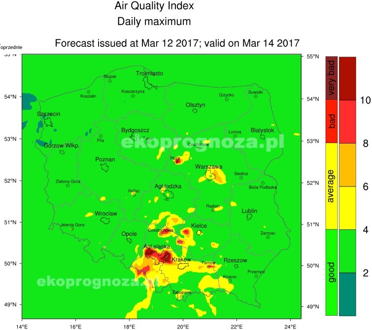 Ekoprognoza na 14 marca 2017r.