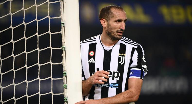 Giorgio Chiellini is among the dozens of players out of action with a Covid-19 infection Creator: Marco BERTORELLO