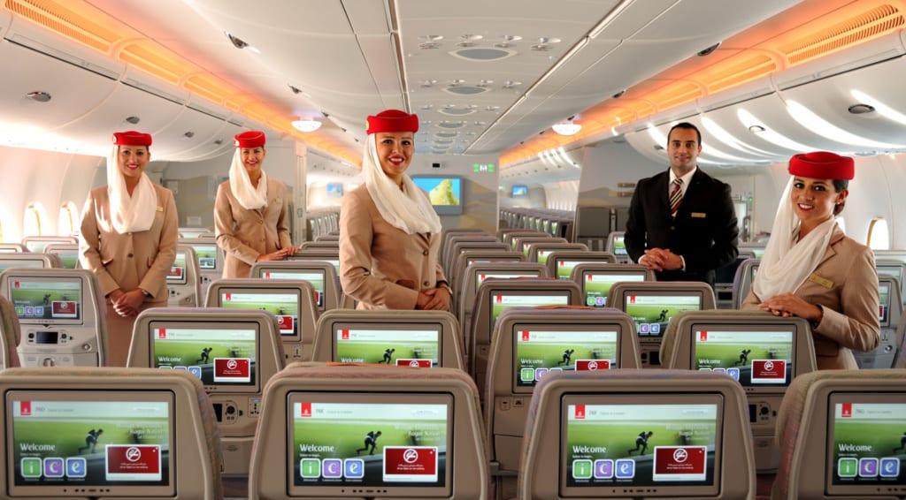 Ekonomická trieda Emirates na palube A380.