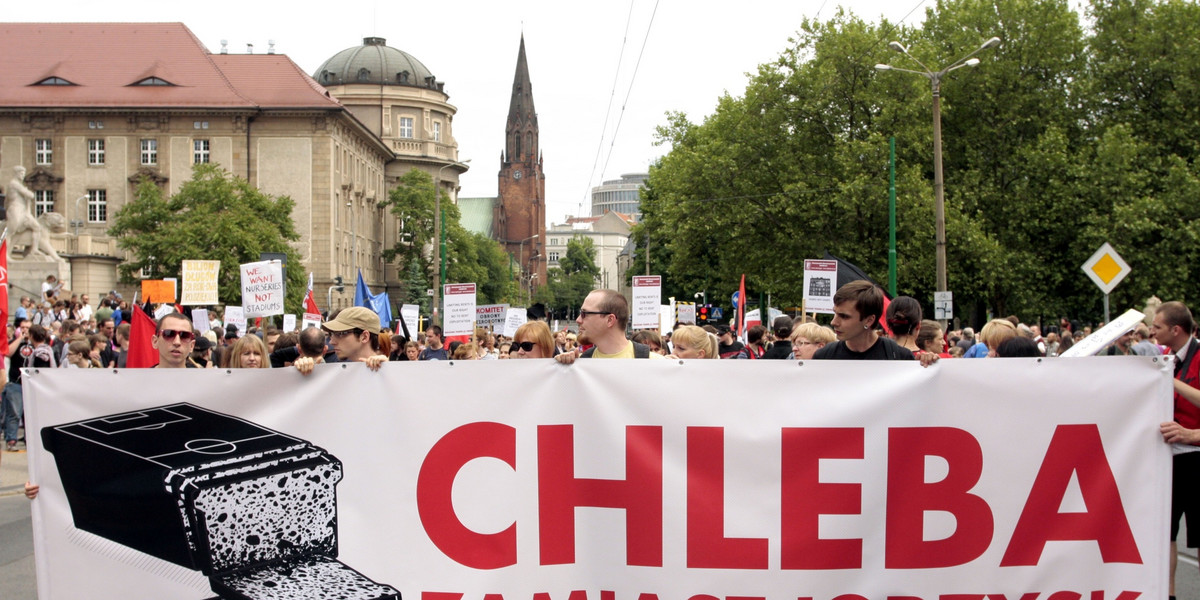 Demonstracja przeciwko Euro w Poznaniu