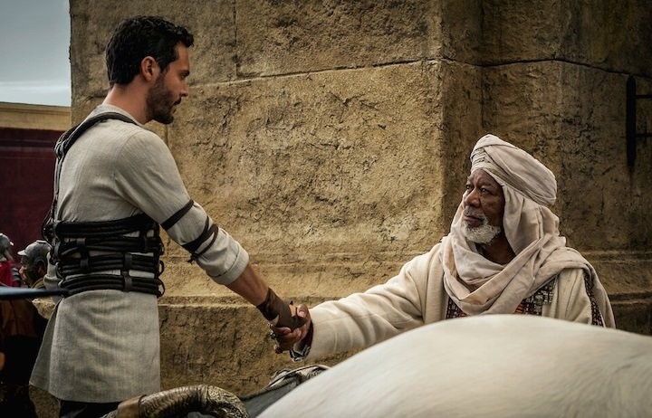 Jack Huston jako Ben-Hur i Morgan Freeman jako Ilderim