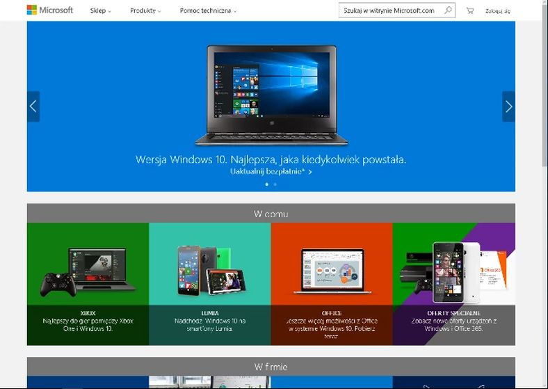 Znane strony dawniej i dziś - Microsoft w 2015 roku