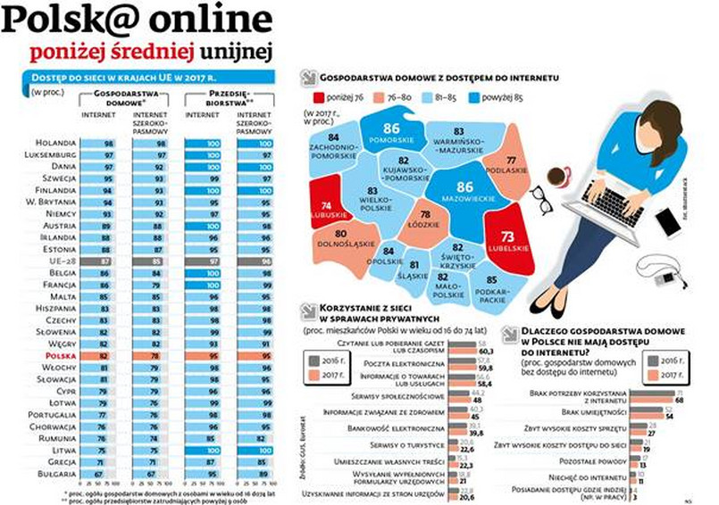 Polska online poniżej średniej unijnej