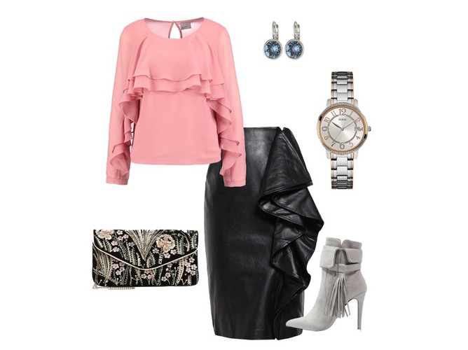 STYLIZACJE ze skórzaną spódnicą: eleganckie przyjęcie