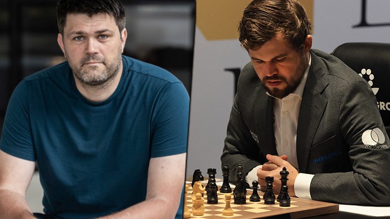 Peter Heine Nielsen (po lewej) i Magnus Carlsen (po prawej)