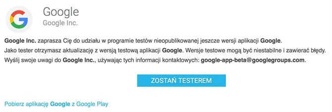 Google beta. Beta testerem może zostać każdy