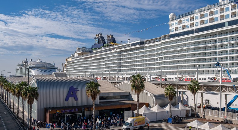 One of the two cruise terminals located in the Port of Barcelona's World Trade Center will be closed starting in October. The second terminal will be closed by 2026. Ships will instead dock at the Adossat Wharf, pictured here. Paco Freire/SOPA Images/LightRocket via Getty Images