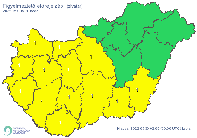 Figyelmeztetés zivatarra kedden /Fotó: met.hu