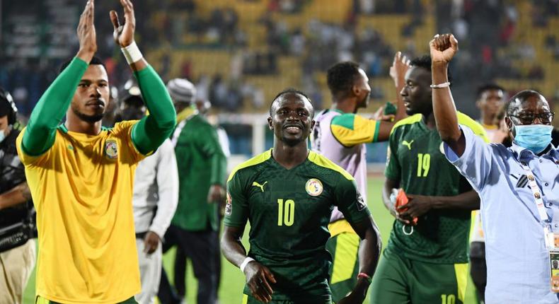 Sadio Mane and his Senegal teammates celebrate