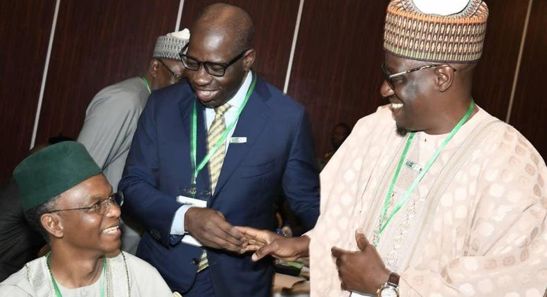 Kwara Governor Abdulfatah Ahmed with his counterparts from the APC, Nasir Elrufai of Kaduna and Godwin Obaseki of Edo 