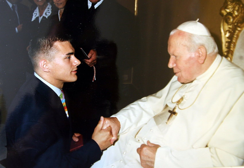 Leszek Blanik na audiencji u papieża Jana Pawła II