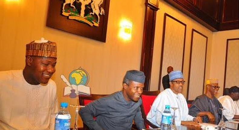 President Muhammadu Buhari meets with All Progressives Congress (APC) members of the House of Representatives on Monday, July 27, 2015.