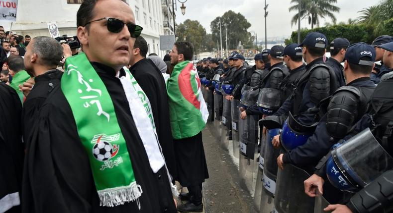 Algerian lawyers demonstrate against ailing President Abdelaziz Bouteflika in the centre of the capital Algiers on March 23, 2019