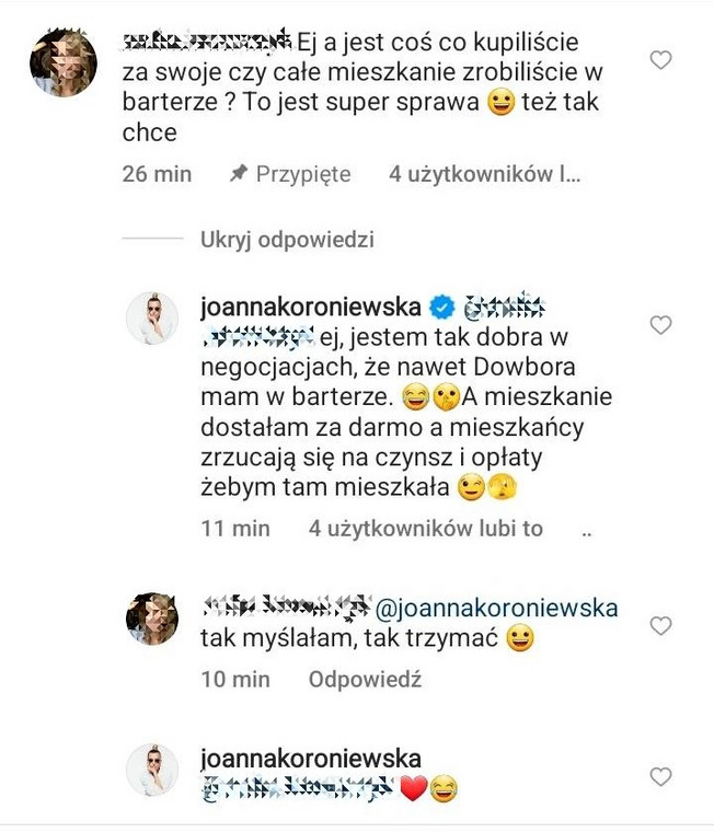 Joanna Koroniewska odpowiada na pytanie o współpracy barterowej