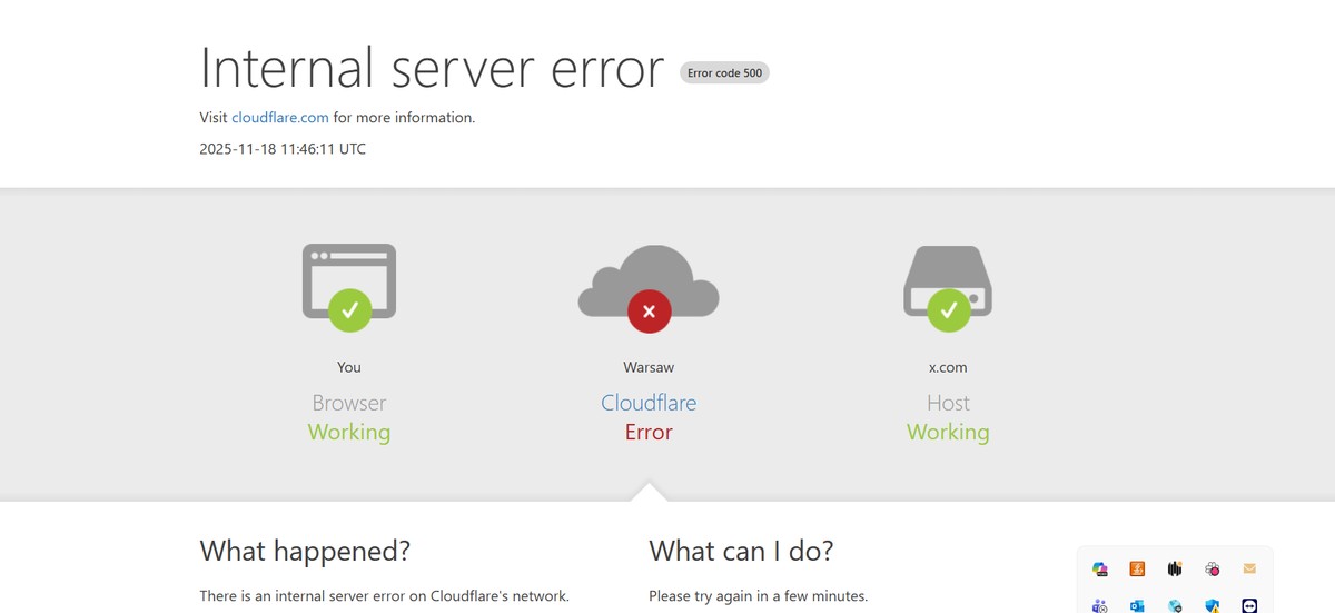 Serwis X nie działa - awaria Claudflare