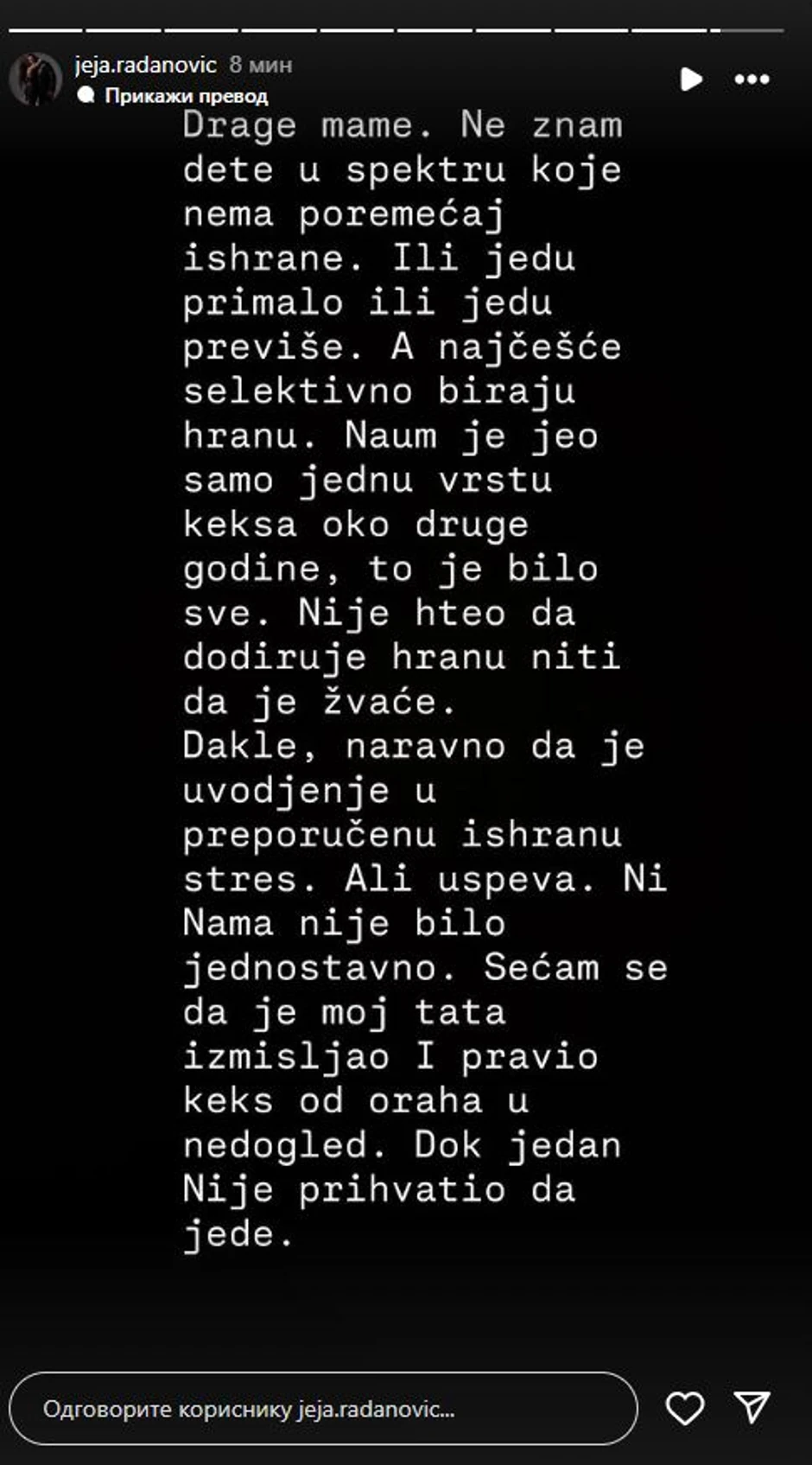 Objava Jelene Radanović