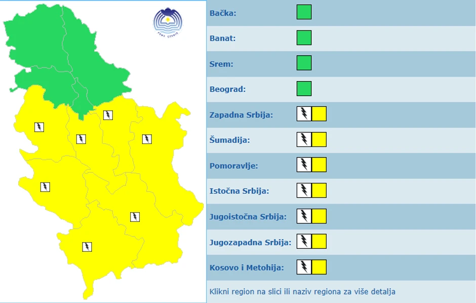 Meteoalarm za 12. septembar