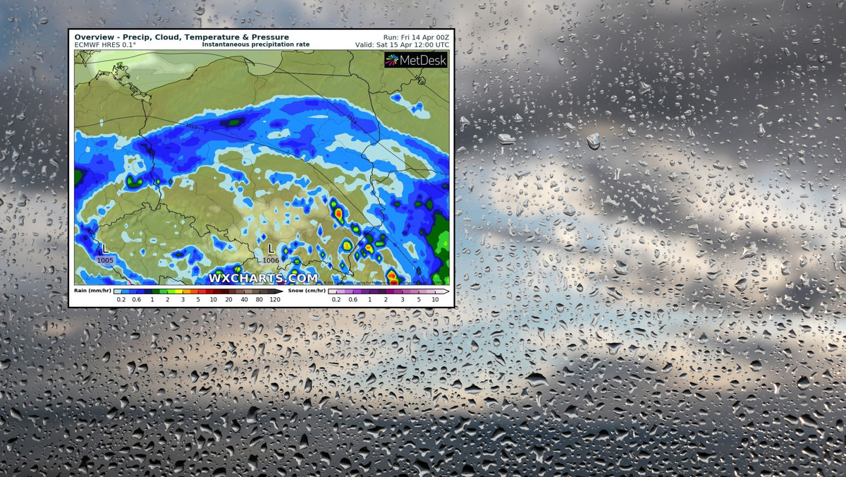 Pogoda na 15 kwietnia. Fronty nie odpuszczą. Do deszczu dołączą burze