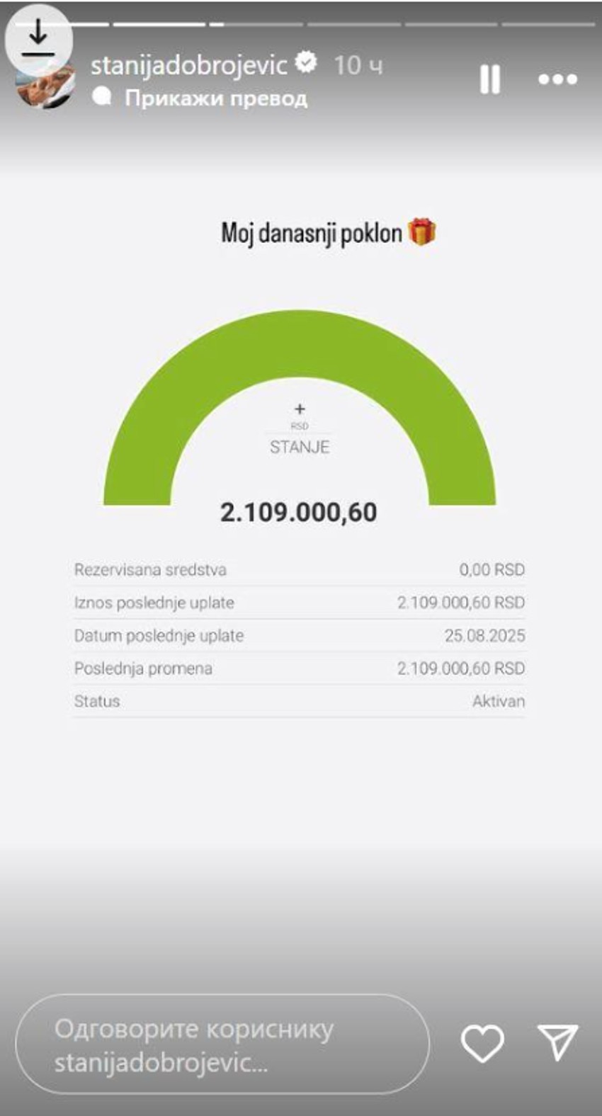 Stanija Dorojević račun