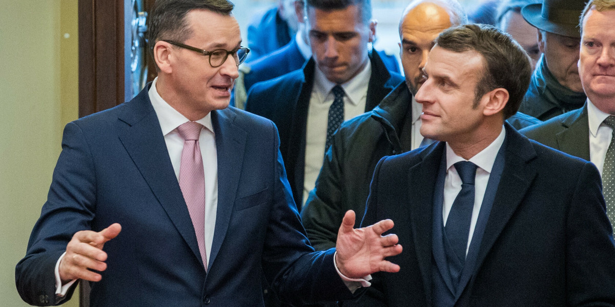 Zarówno Mateusz Morawiecki (z lewej), jak i Emmanuel Macron (z prawej) przed wielką polityką zarabiali niemałe pieniądze w bankowości.