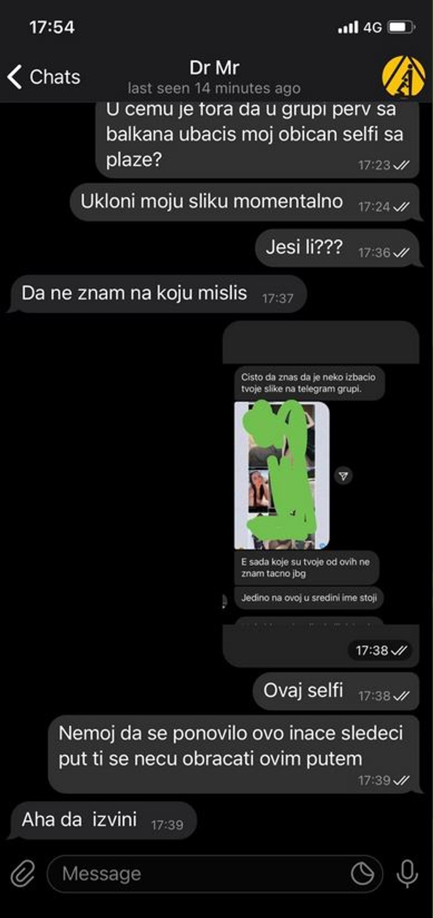 Devojka saznala da je njena fotografija objavljena u grupi pa pisala mladiću koji je objavio