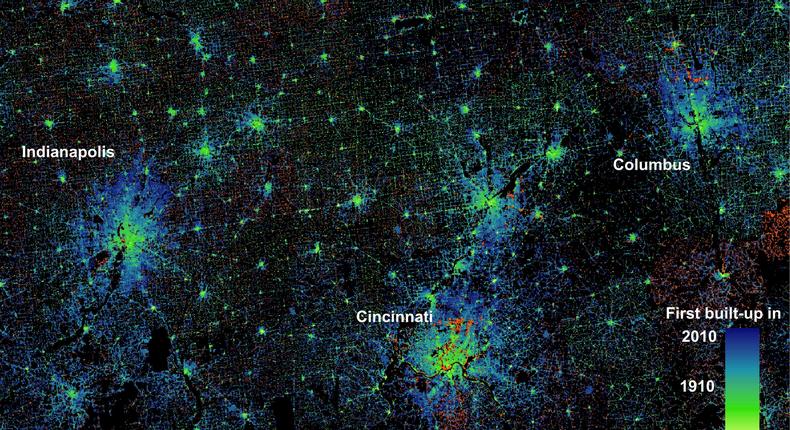 Midwestern cities map