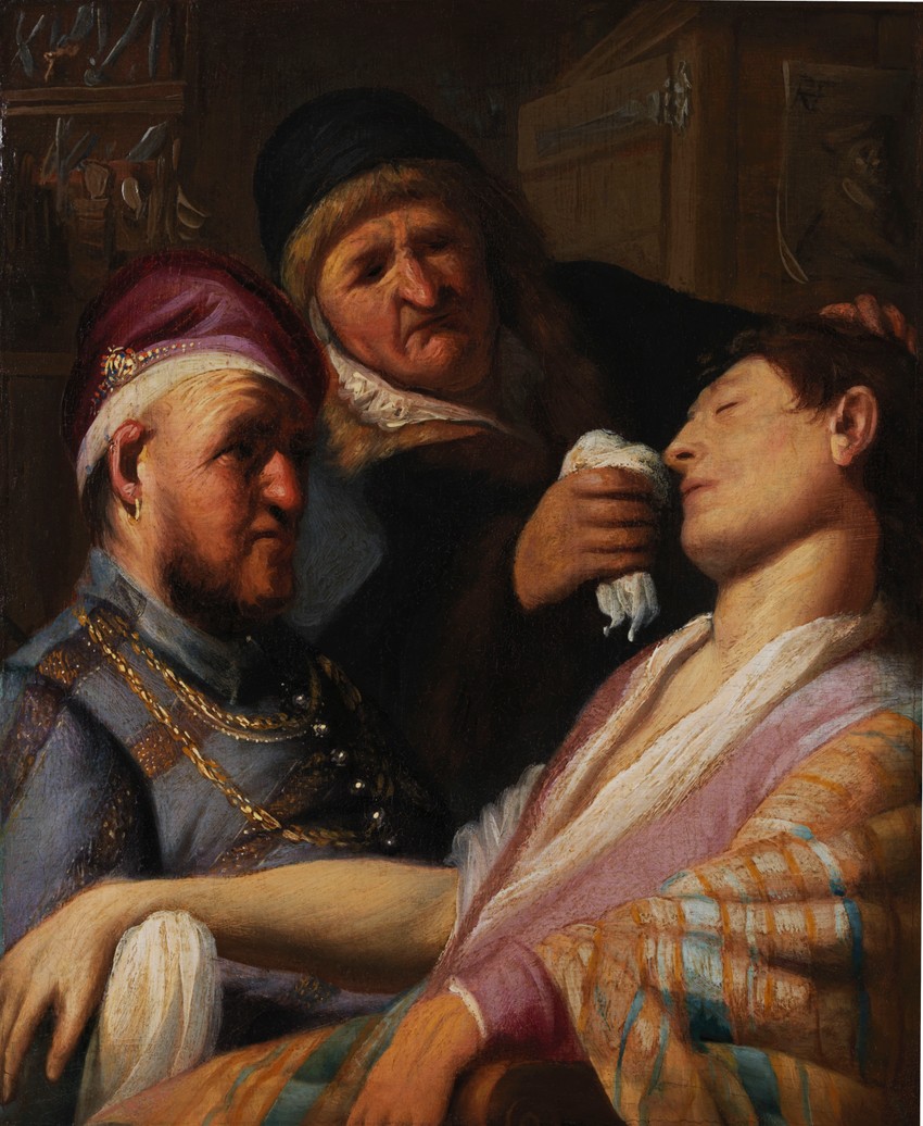 Rembrant Harmenson van Rajn, "Nesvesni pacijent (Alegorija mirisa)", 1624-5.