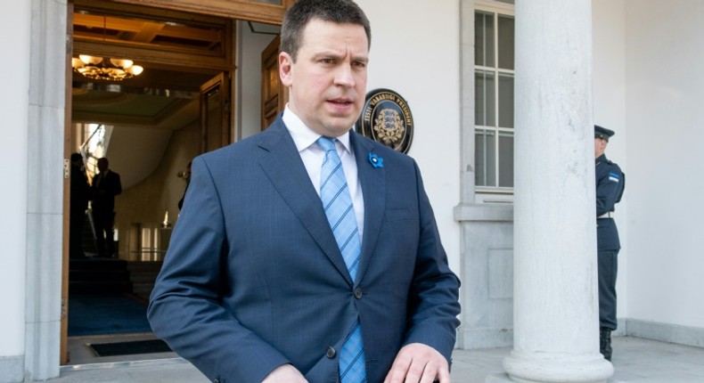 Juri Ratas (Center Party) leaves the venue after being reappointed as Prime Minister of Estonia in Tallinn, Estonia