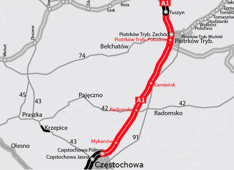 Autostrada A1 od Tuszyna do Częstochowy