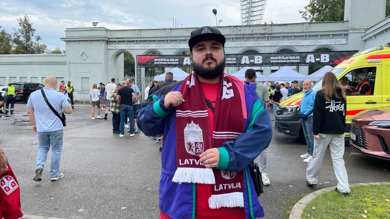 Fabijan Skrinkstijanus, navijač Letonije | Foto: Nemanja Mitrović