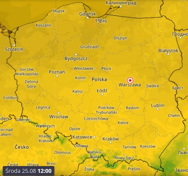 Temperatura powietrza w środę 25.08