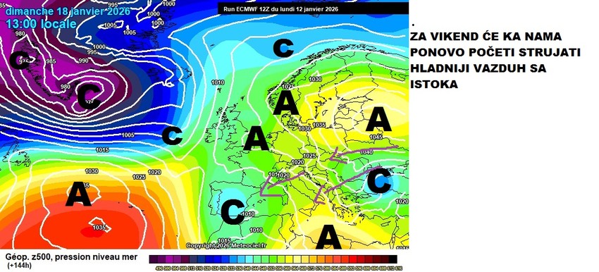 Za vikend počinje novo strujanje hladnog vazduha