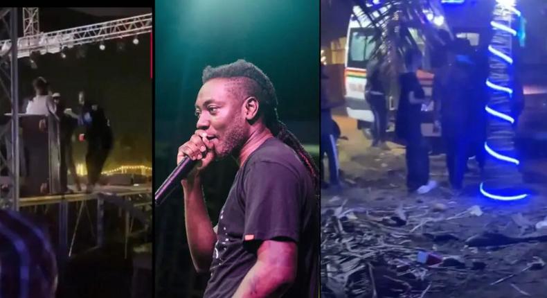 Pappy Kojo thrown off stage by bouncers after causing commotion at Uniland Festival